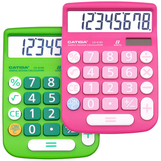 CD-8185 8-Digit Home and Office Calculator (Pink/Green - 2PK)