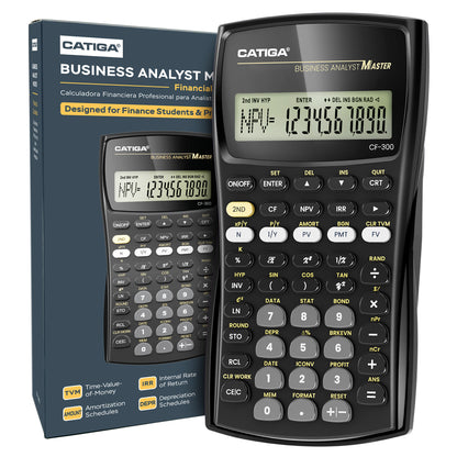 CATIGA Financial Calculator Business Analyst Master, TVM, IRR, NPV, Cash Flow, Amortization & Break-Even, Perfect for Real Estate, Banking, Accounting & Finance Professionals, 10-Digit LCD, CF-300