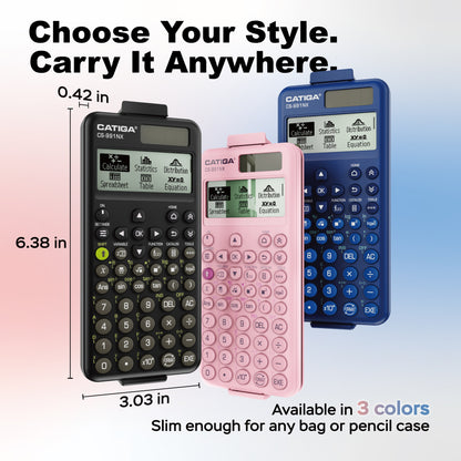 CATIGA Blue Scientific Calculator with Textbook-Style HD Display, Solar & Battery Scientific Calculators for College, High School & Engineering Students, Icon Menu & Magnetic Hard Case, CS-991NX