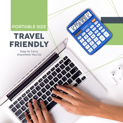 CD-2786 12 Digits Basic calculator, Desktop Calculator with Dual Power (2Pack)