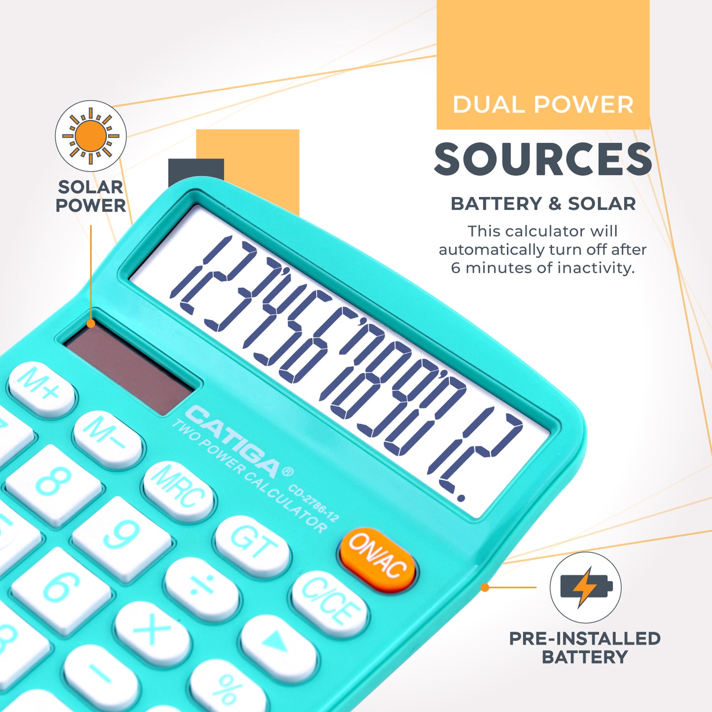 CD-2786 12 Digits Basic calculator, Desktop Calculator with Dual Power (2Pack)