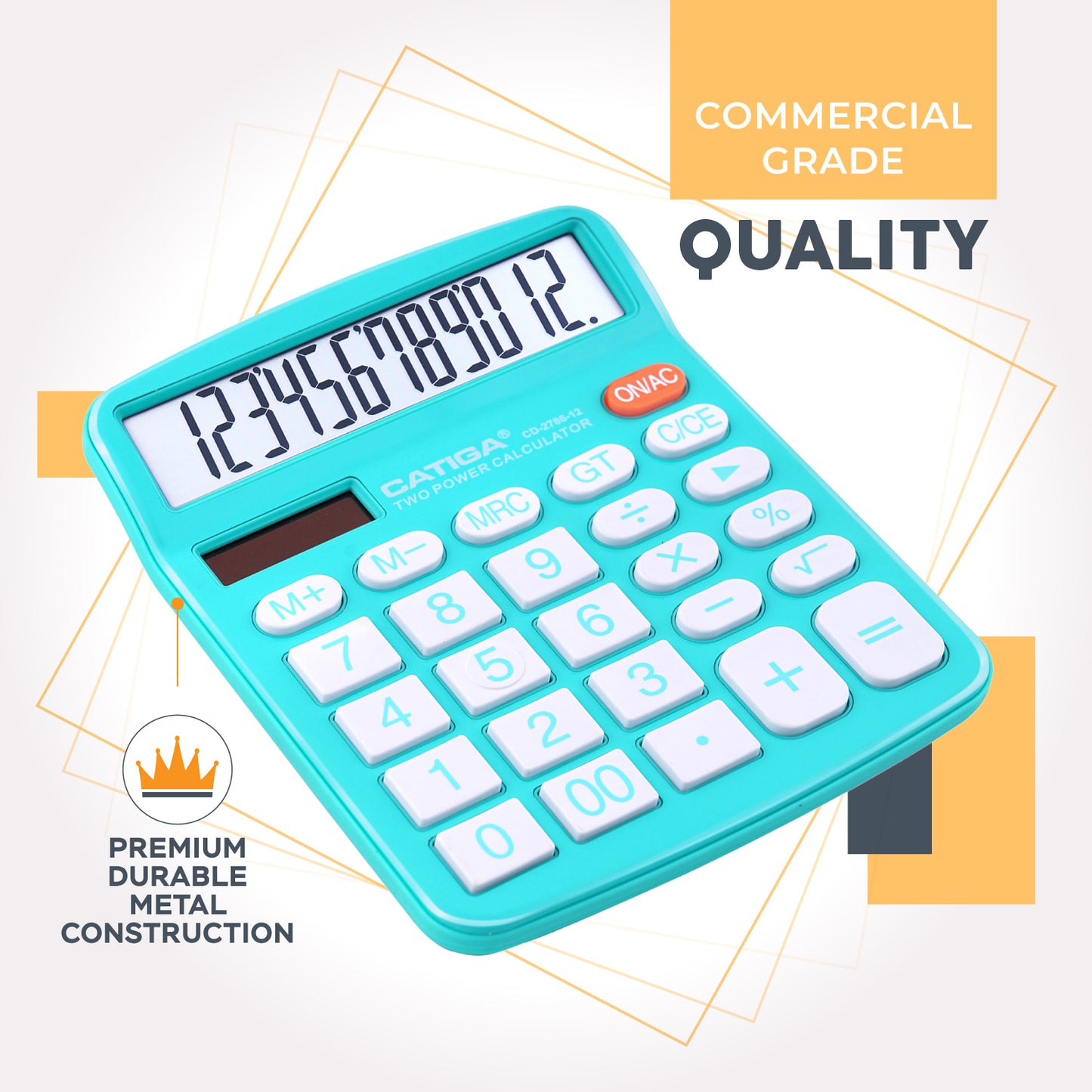 CD-2786 12 Digits Basic calculator, Desktop Calculator with Dual Power (2Pack)