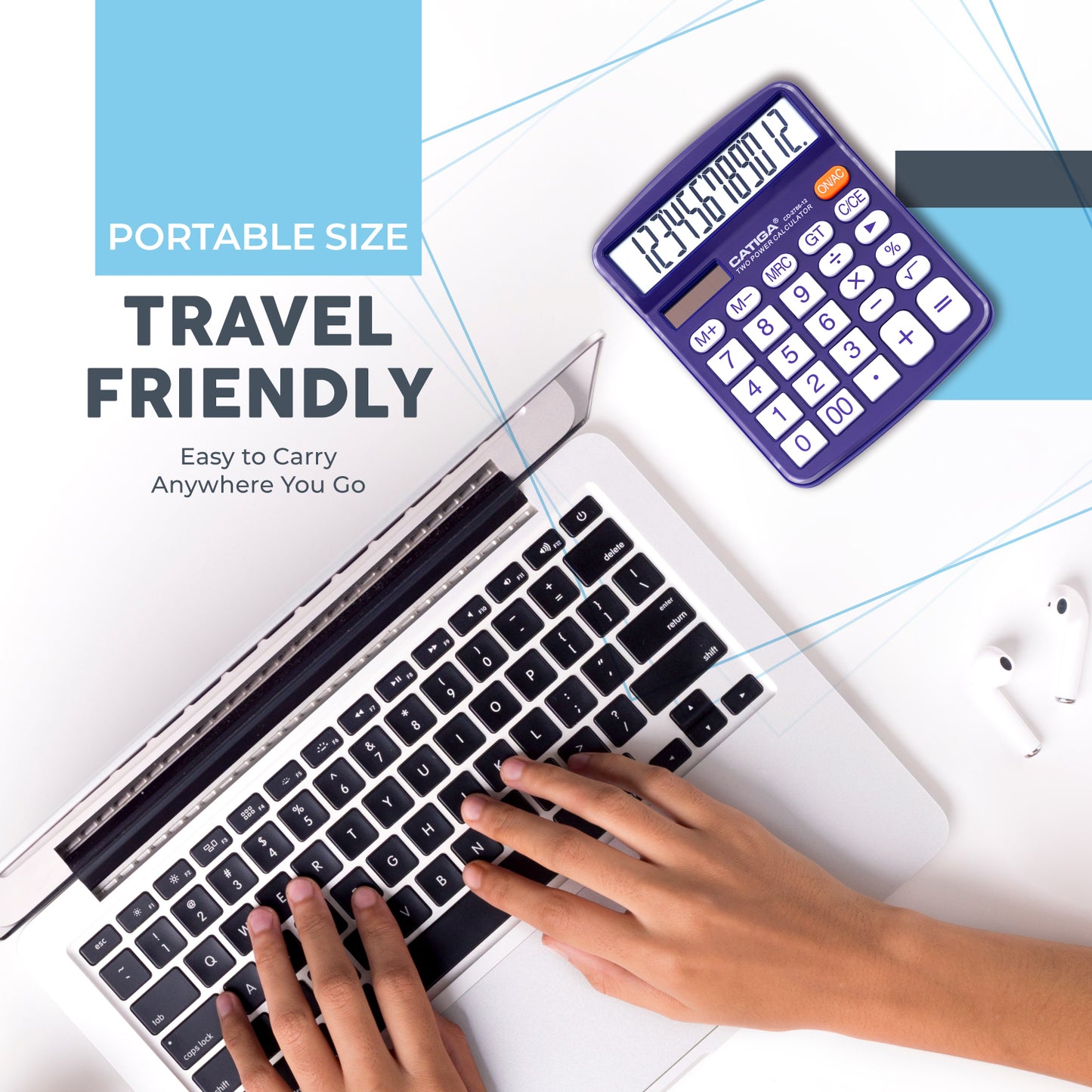 CD-2786 12 Digits Basic calculator, Desktop Calculator with Dual Power (2Pack)