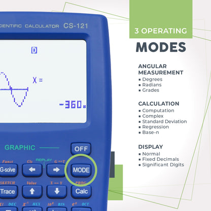 CS-121 Scientific Calculator with Graphic Functions and Multiple Modes (2Pack)