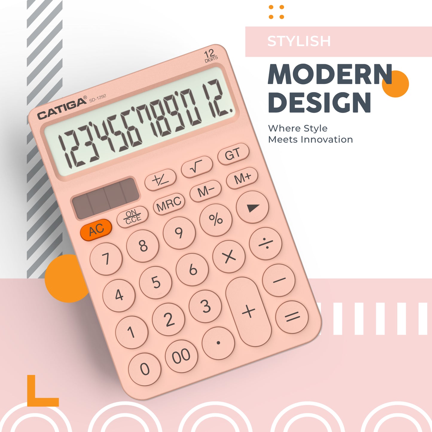 SD-1292 12-Digit Home and Office Calculator (Pink/Black)