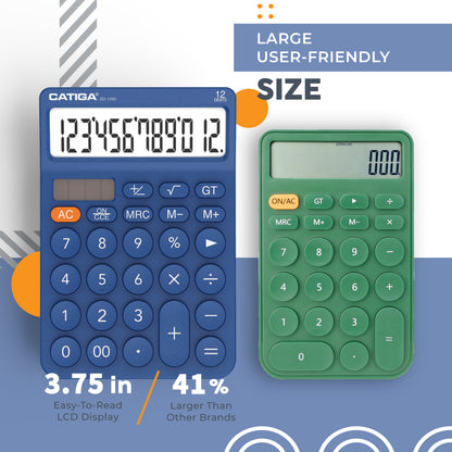 CATIGA 12 Digit Desktop Calculator with Large LCD Display, SD-1292, NavyBlue