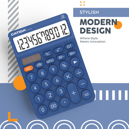 CATIGA 12 Digit Desktop Calculator with Large LCD Display, SD-1292, NavyBlue