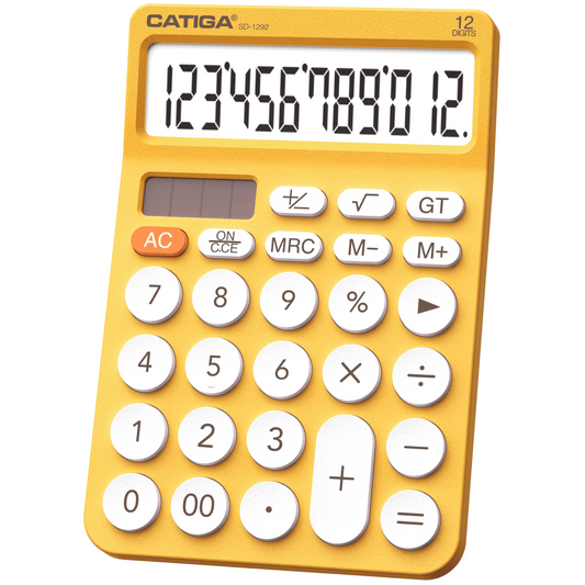 CATIGA 12 Digit Desktop Calculator with Large LCD Display, SD-1292, Yellow