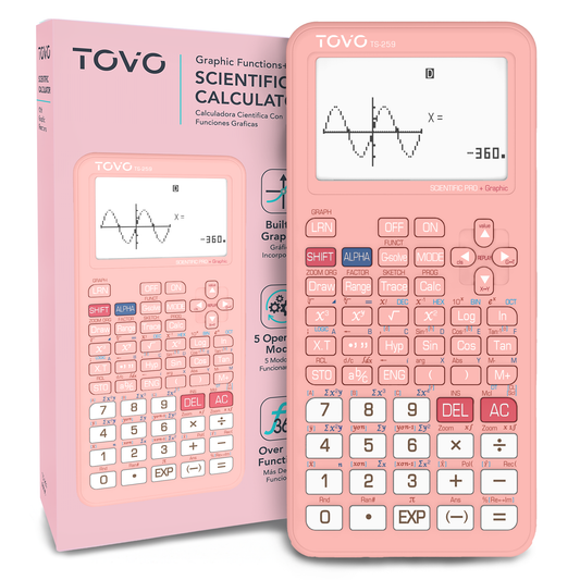 TOVO Scientific Graphing Calculator 360 Functions, TS259 (Pink)