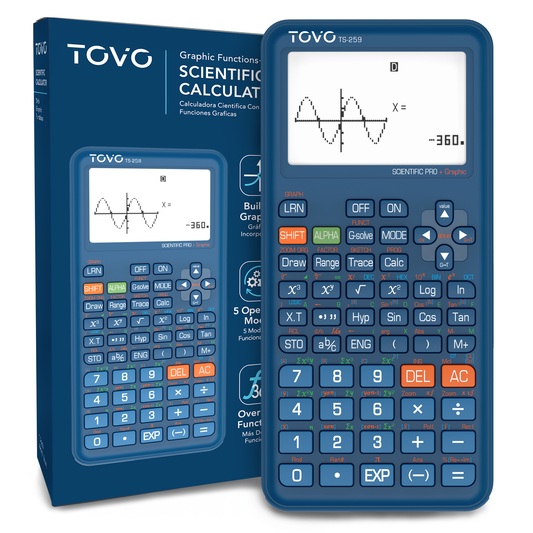 TOVO Scientific Graphing Calculator 360 Functions, TS259 (Navy Blue)
