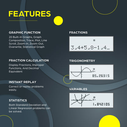 TOVO Scientific Graphing Calculator 360 Functions, TS259 (Navy Blue)