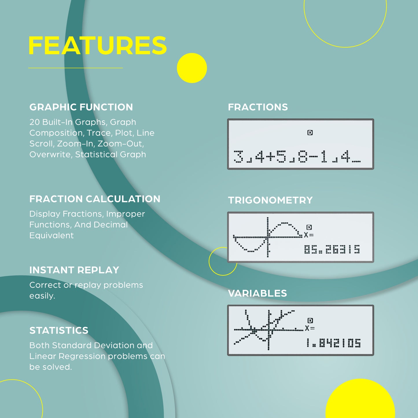 TOVO Scientific Graphing Calculator 360 Functions, TS259 (Tiffany)