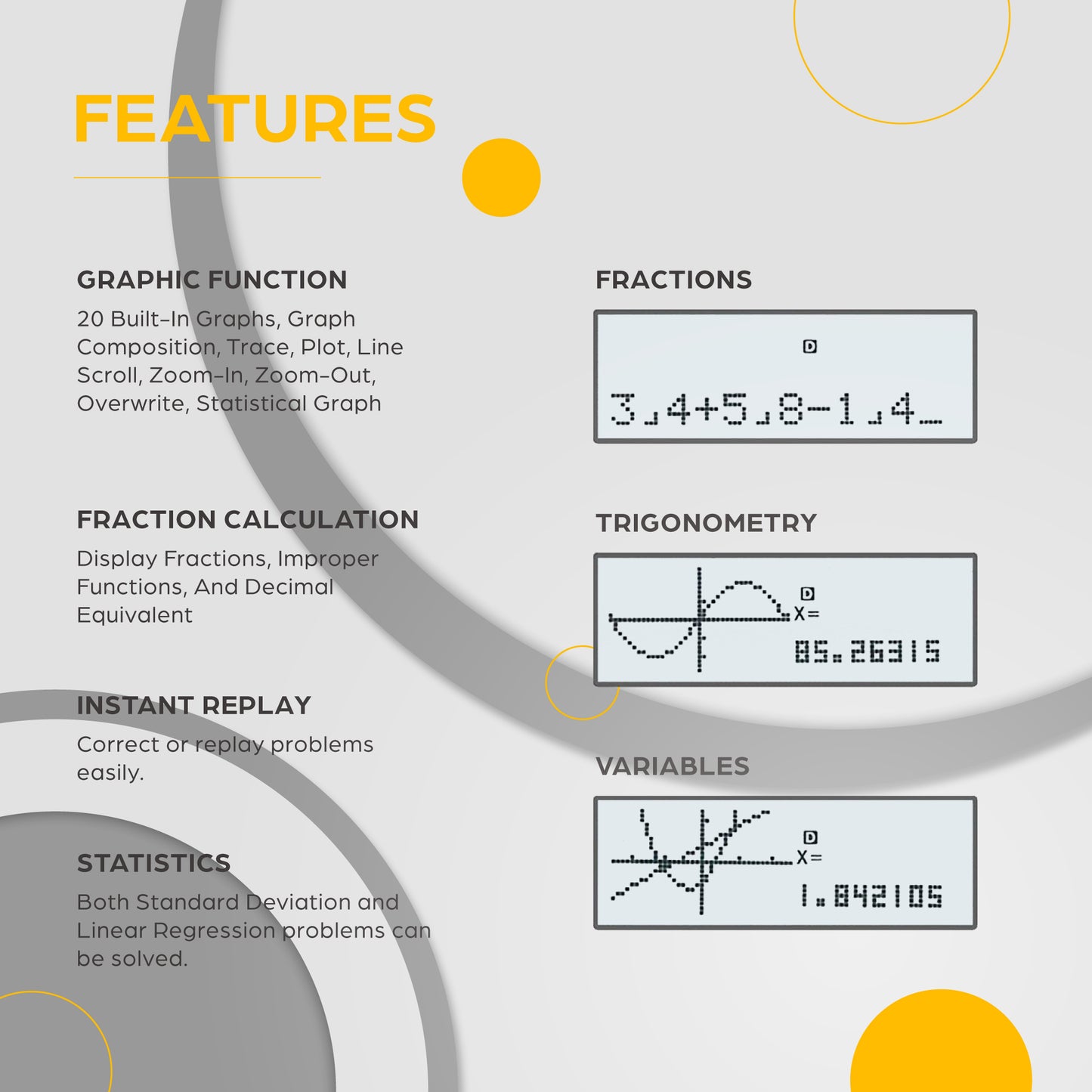 TOVO Scientific Graphing Calculator 360 Functions, TS259 (White)