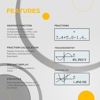 TOVO Scientific Graphing Calculator 360 Functions, TS259 (White)