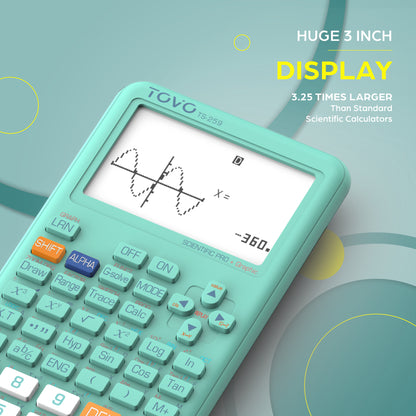 TOVO Scientific Graphing Calculator 360 Functions, TS259 (Tiffany)