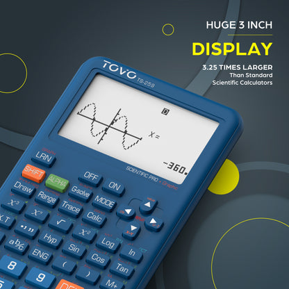 TOVO Scientific Graphing Calculator 360 Functions, TS259 (Navy Blue)