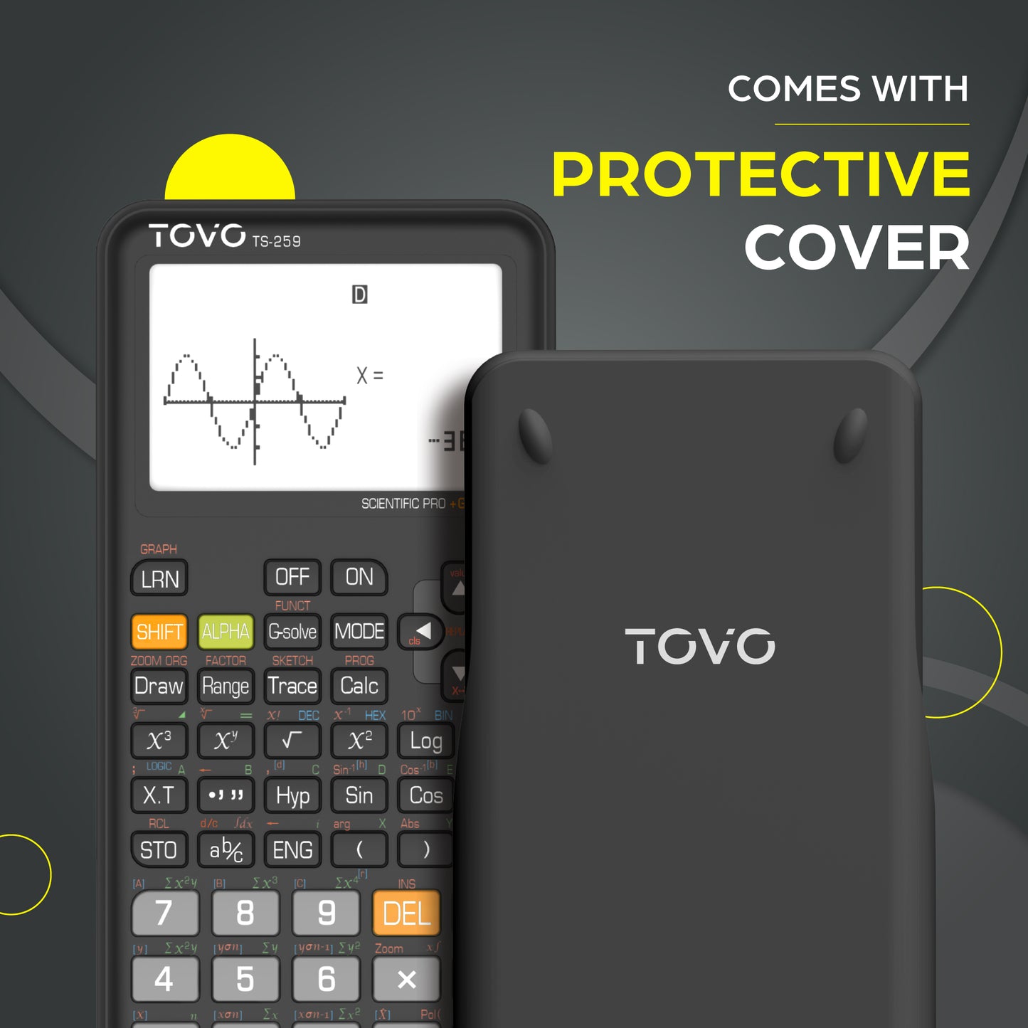 TOVO Scientific Graphing Calculator 360 Functions, TS259 (Black)