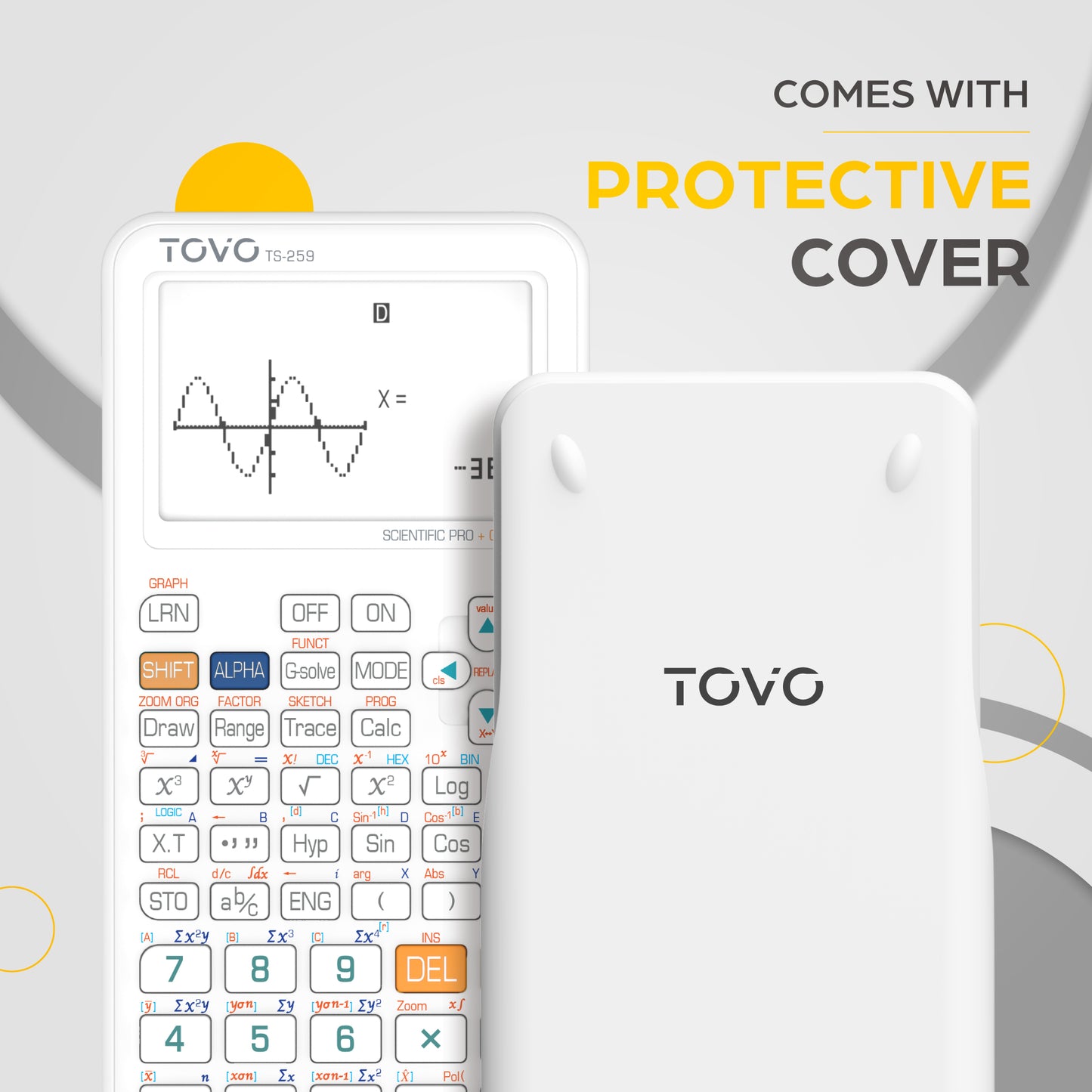 TOVO Scientific Graphing Calculator 360 Functions, TS259 (White)