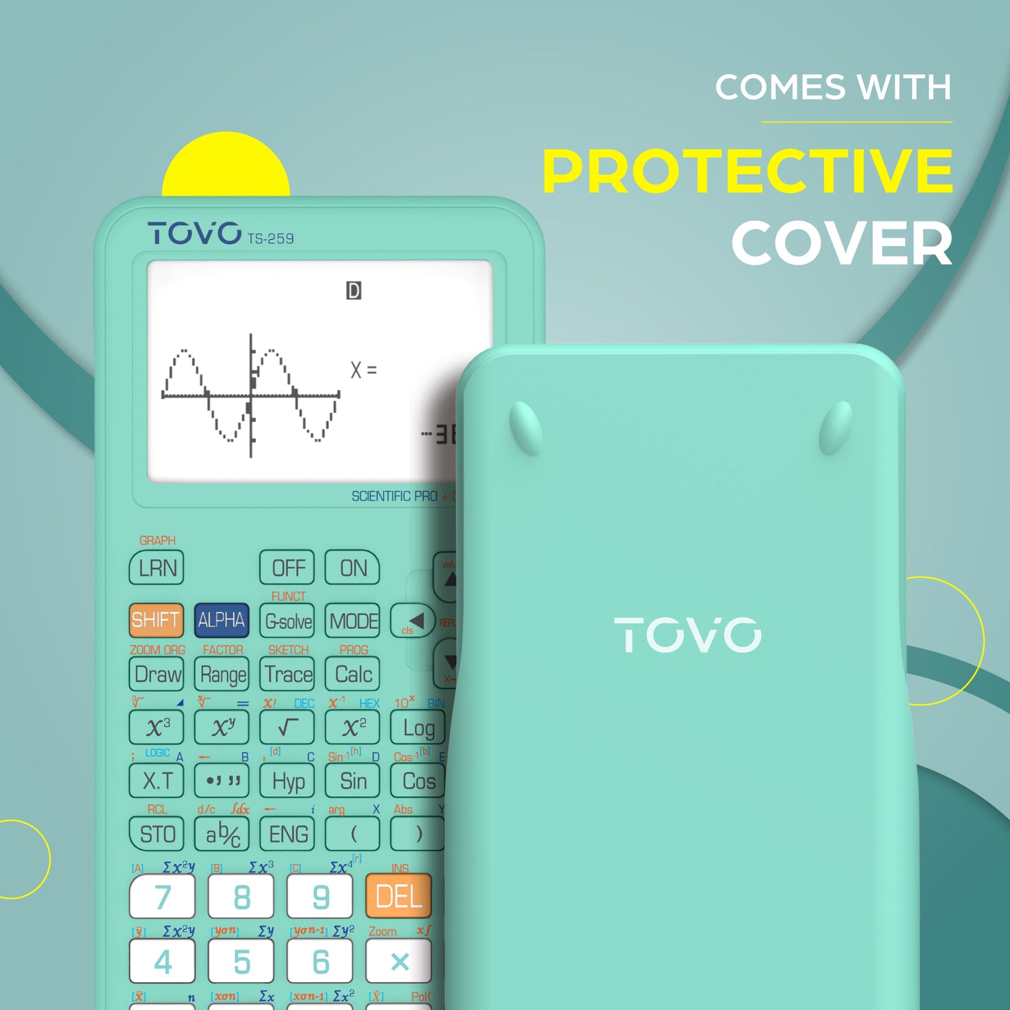 TOVO Scientific Graphing Calculator 360 Functions, TS259 (Tiffany)