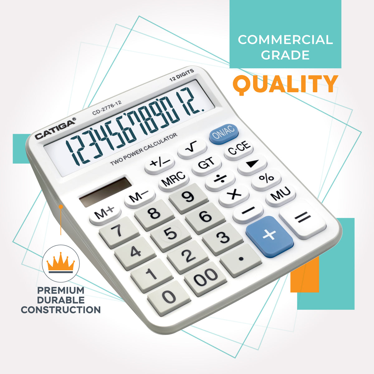 Cd Math Calculator CD-2776 Premium Commercial XL 12-Digit Calculator (White) – CATIGA