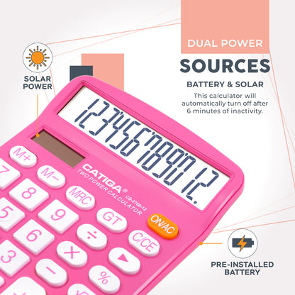 CD-2786 12-Digit Home and Office Calculator (Pink)