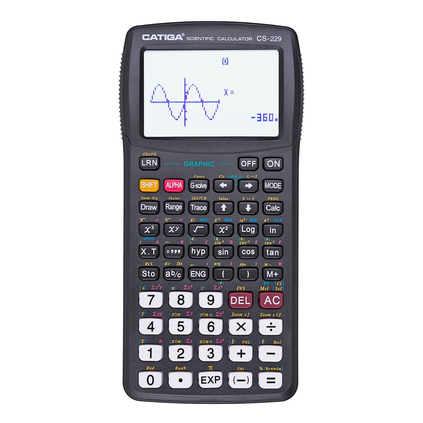 CS-229 Scientific Calculator with Graphic Functions and Multiple Modes (Black)